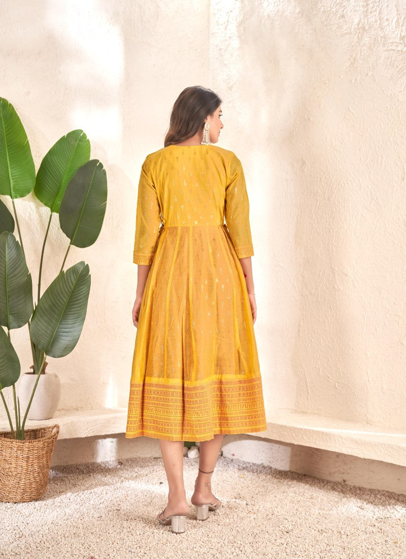 Yellow Cotton Kurti-2