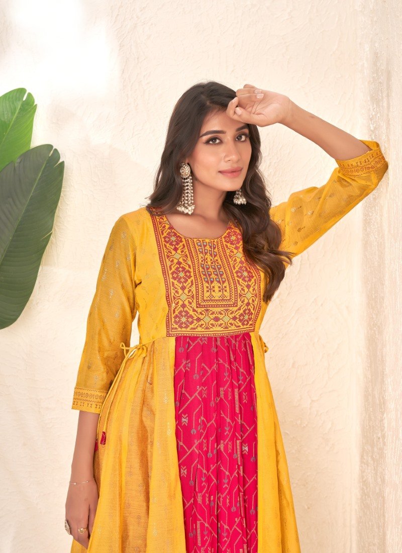 Yellow Cotton Kurti-2