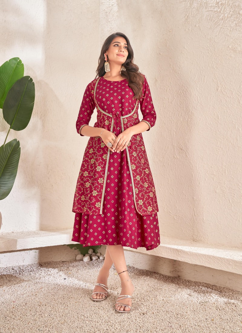 Maroon Cotton Kurti