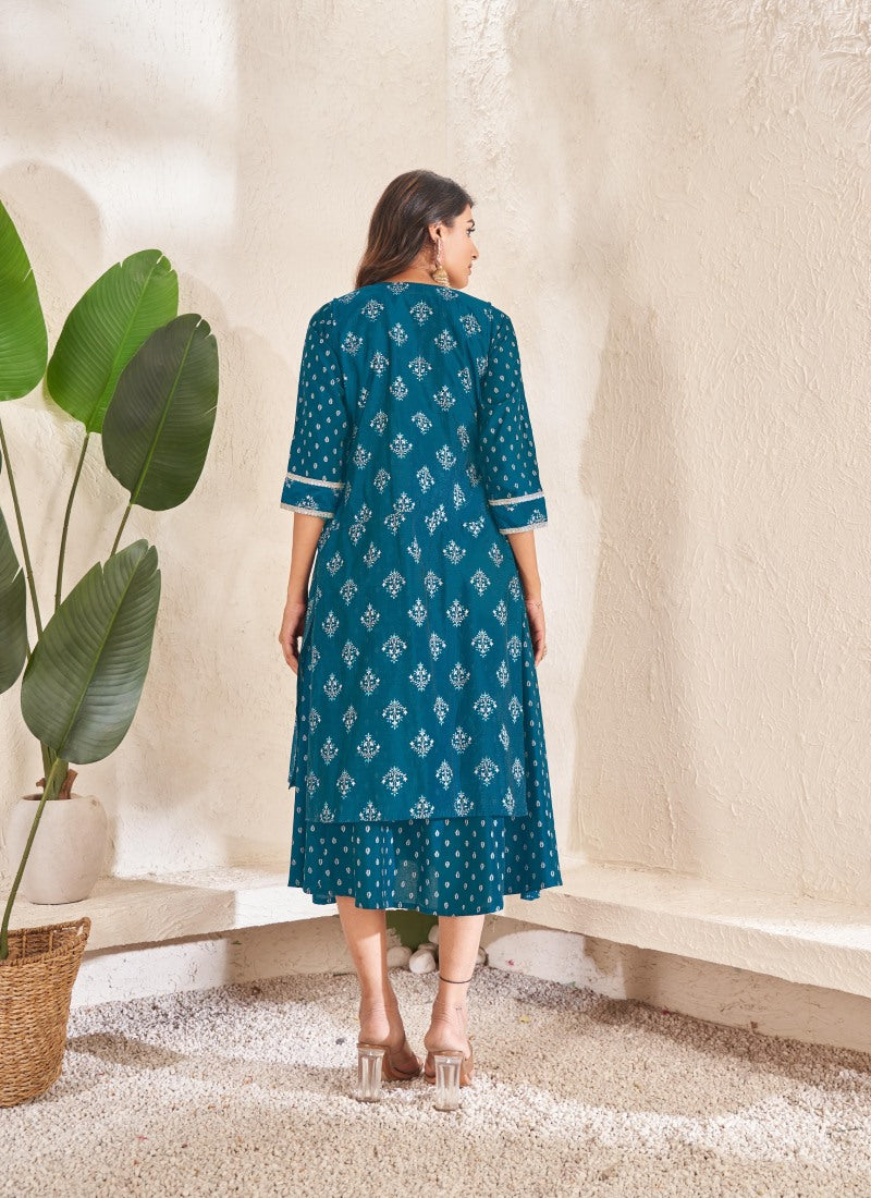 Blue Cotton Kurti-2