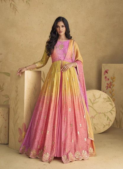 Pink Party Wear Anarkali Dress