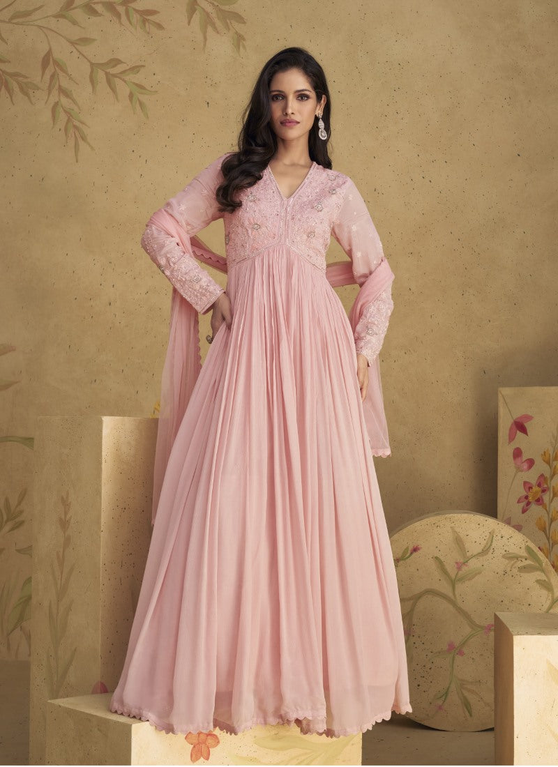 Pink Party Wear Anarkali Dress