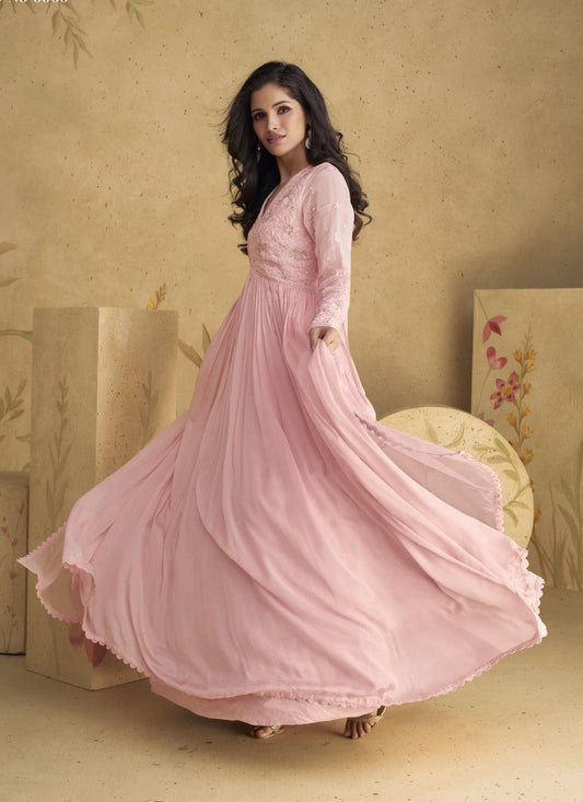 Pink Party Wear Anarkali Dress