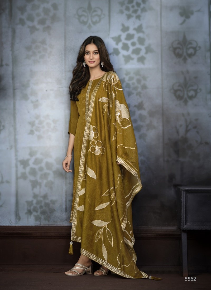 Mustard Chiffon Salwar Suit with Pant