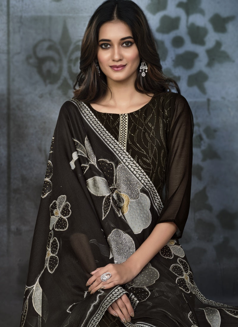 Black Chiffon Salwar Suit with Pant-2