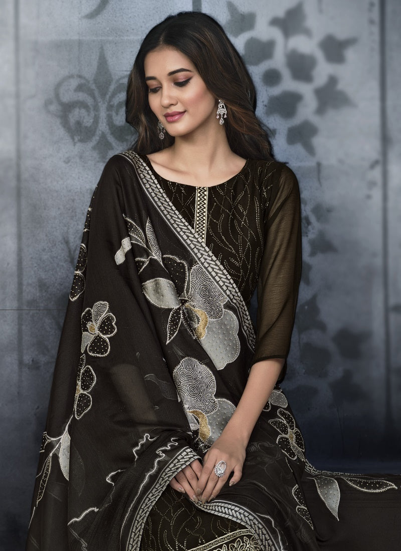 Black Chiffon Salwar Suit with Pant-2