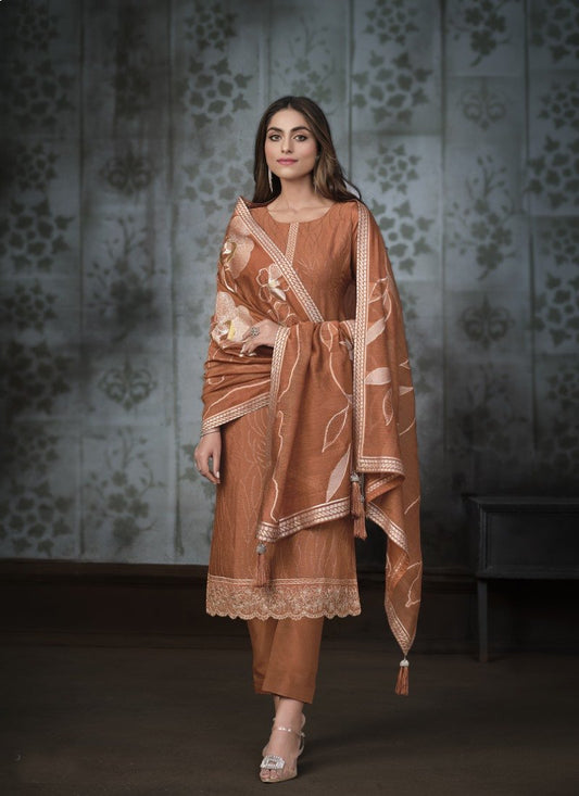 Orange Chiffon Salwar Suit with Pant