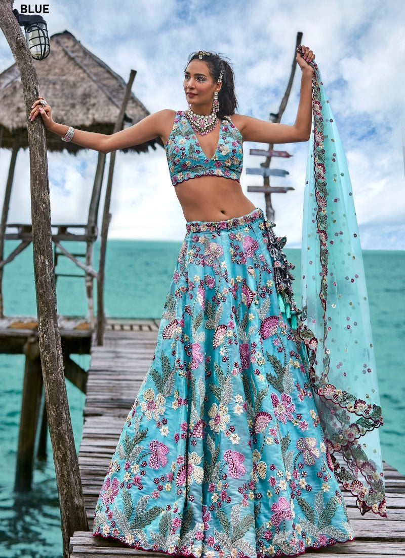 Blue Wedding Designer Lehenga Choli With Heavy Embroidery Work-2