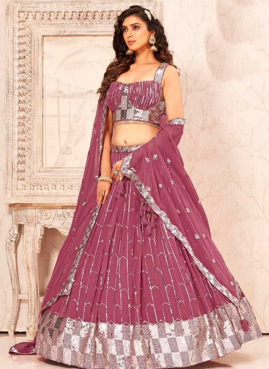 Light Purple Georgette Embroidered Lehenga Choli