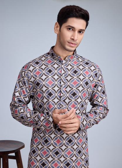 Gray Navratri Kurta Pajama