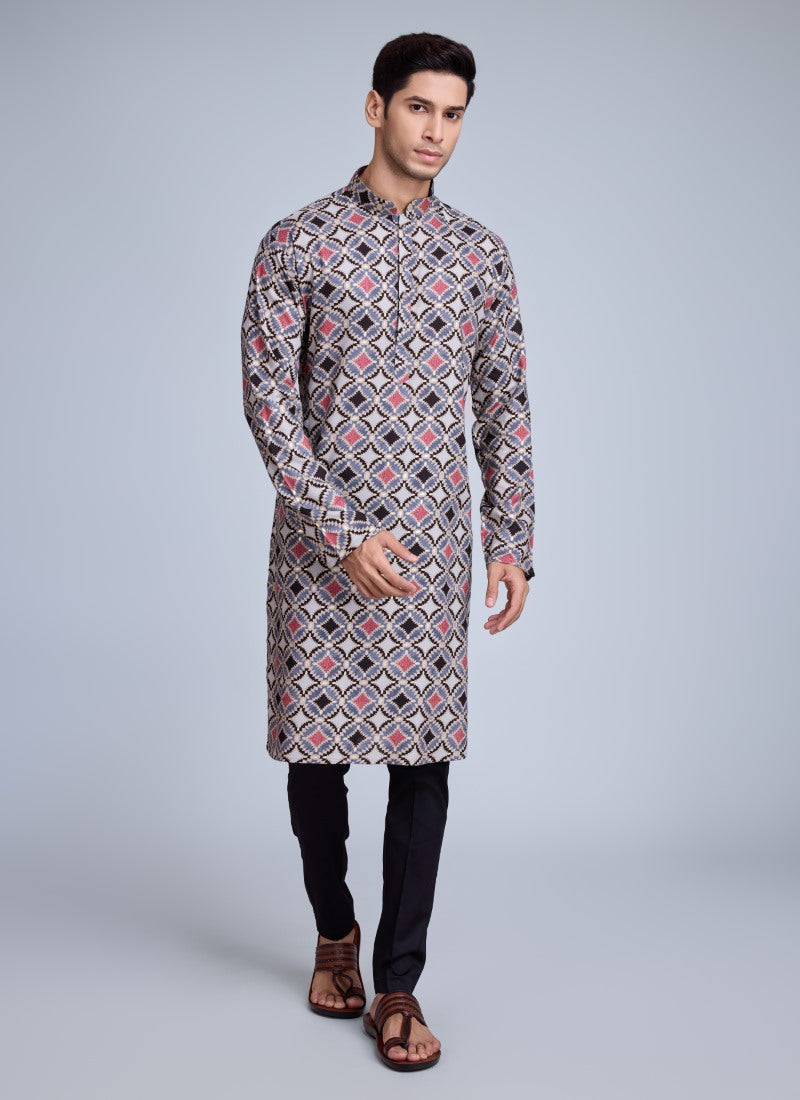 Gray Navratri Kurta Pajama