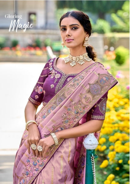 Light Purple Silk Embroidered Saree-2