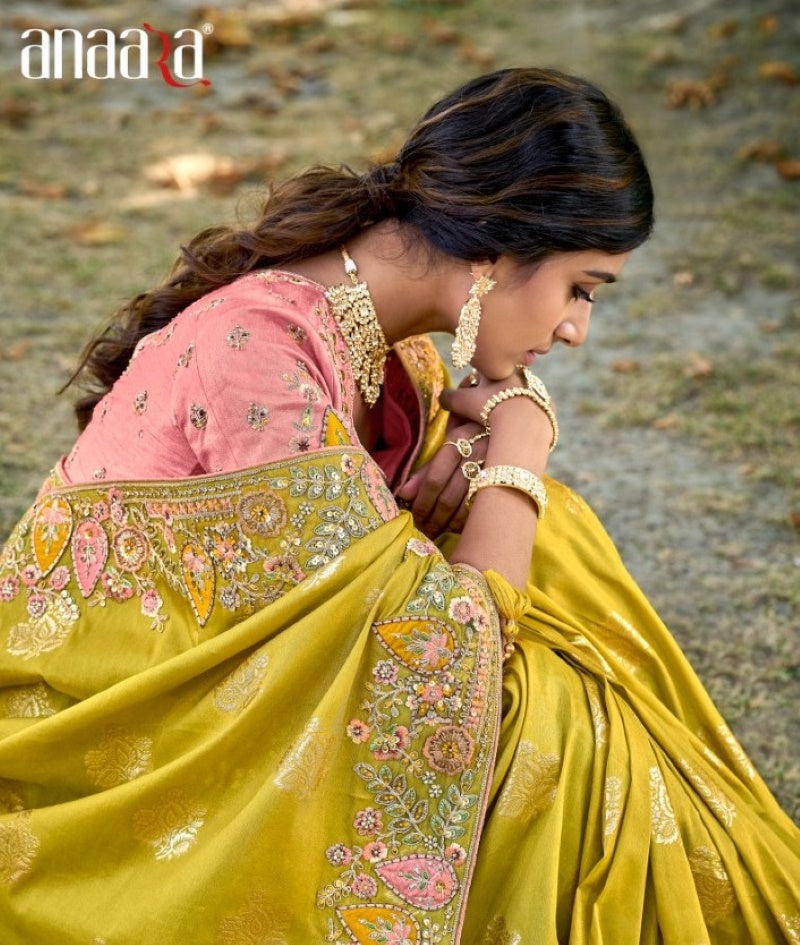 Mustard Silk Embroidered Saree-2