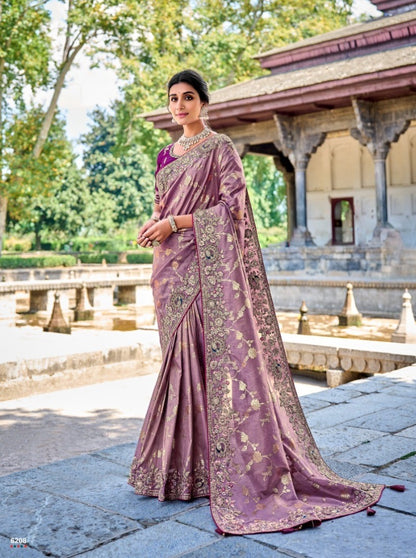 Light Pruple Silk Embroidered Saree