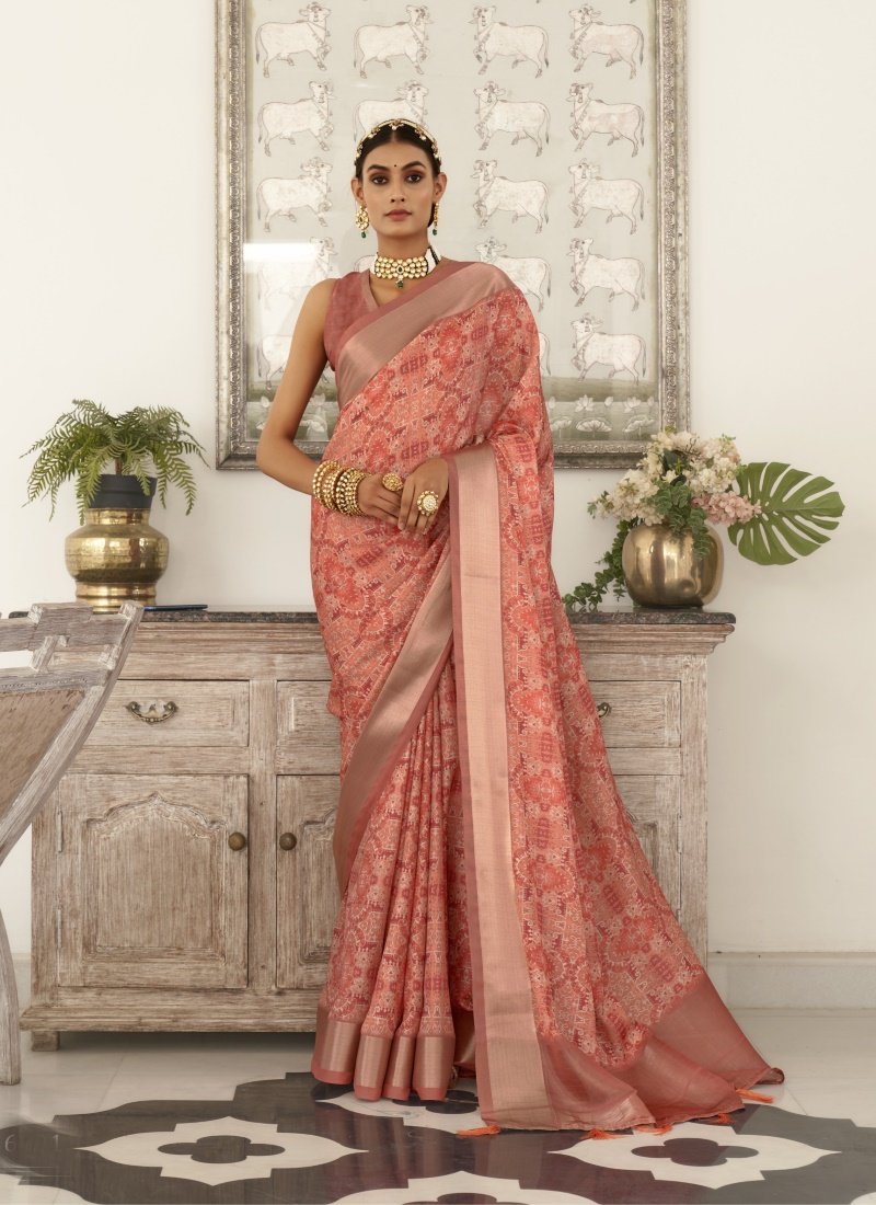 Peach Silk Pattu Saree