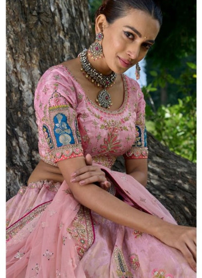 Pink Viscose Engagement Lehenga Choli with Heavy Embroidery Work-2