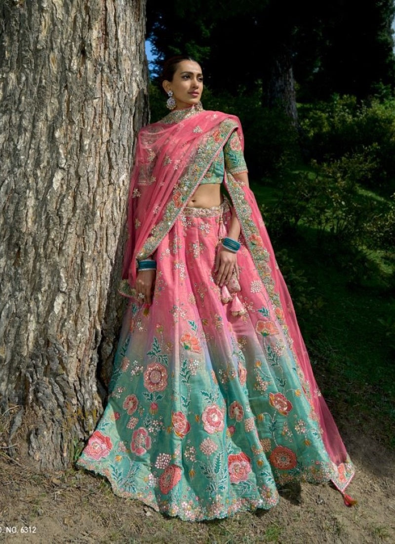 Pink Viscose Engagement Lehenga Choli with Heavy Embroidery Work