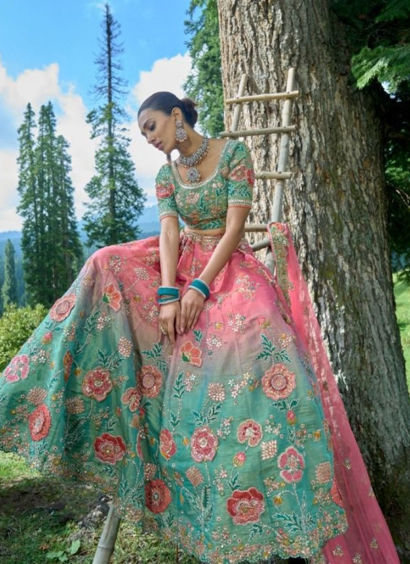 Pink Viscose Engagement Lehenga Choli with Heavy Embroidery Work-2