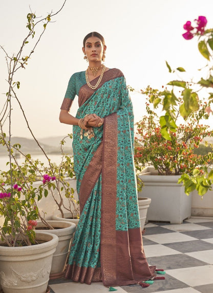 Green Silk Digital Printed Saree