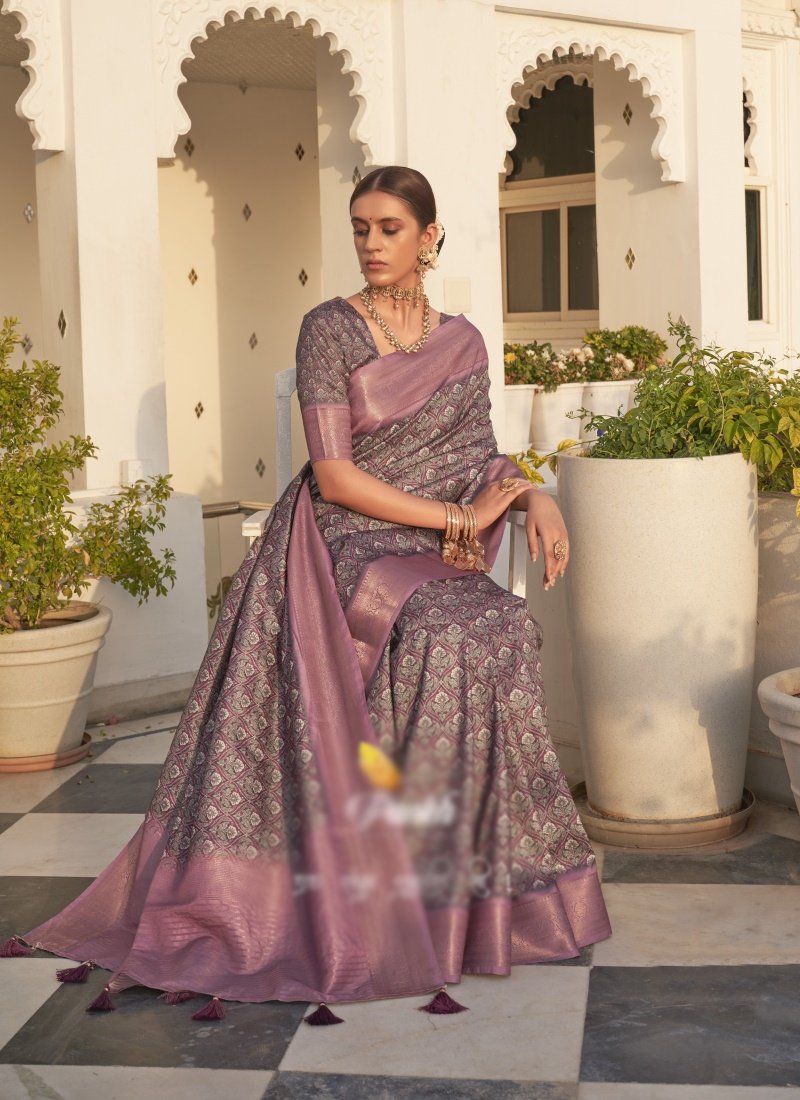 Purple Silk Digital Printed Saree-2