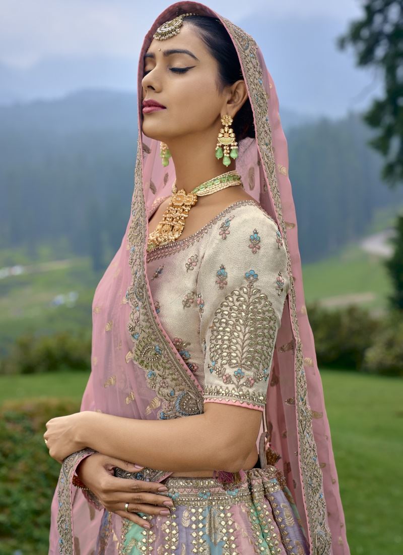 Multi Color Silk Wedding Lehenga Choli With Heavy Embroidery and Gota Work-2