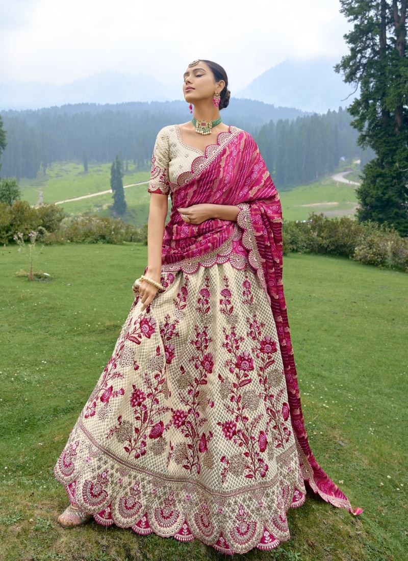 Off White Silk Wedding Lehenga Choli With Heavy Embroidery and Gota Work-2