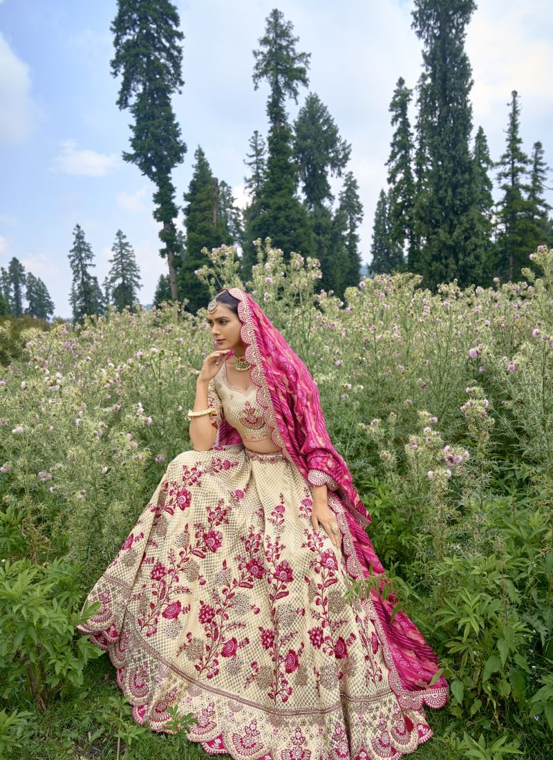 Off White Silk Wedding Lehenga Choli With Heavy Embroidery and Gota Work-2