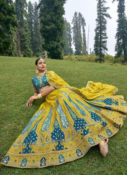 Yellow Silk Wedding Lehenga Choli With Heavy Embroidery and Gota Work-2