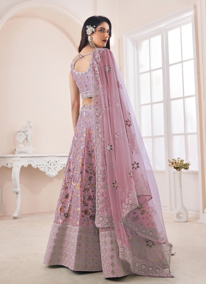 Lavender Art Silk Lehenga Choli With Thread, Dori and Zari Work-2