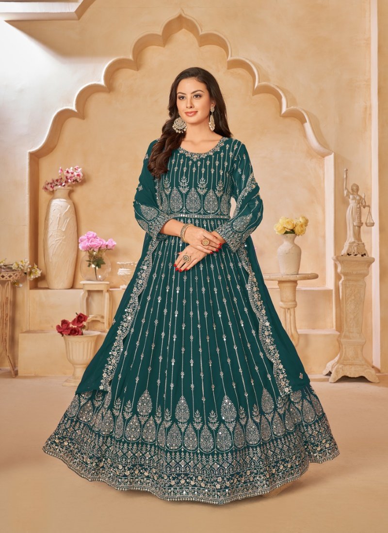 Green Georgette Embroidered Anarkali Suit-2