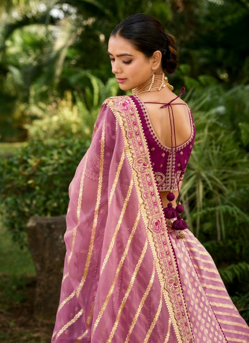 Purple Georgette Lehenga Choli With Embroidery and Sequins Work