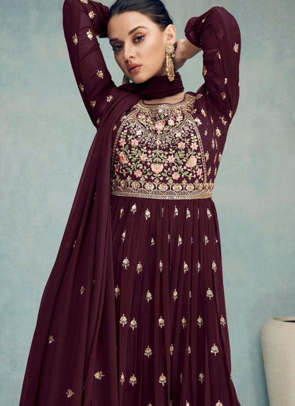 Purple Georgette Nayra Cut Salwar kameez With Dupatta-2