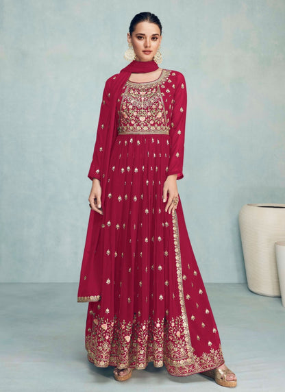 Magenta Georgette Nayra Cut Salwar kameez With Dupatta