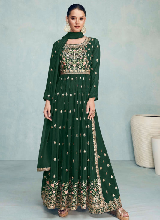 Green Georgette Nayra Cut Salwar kameez With Dupatta