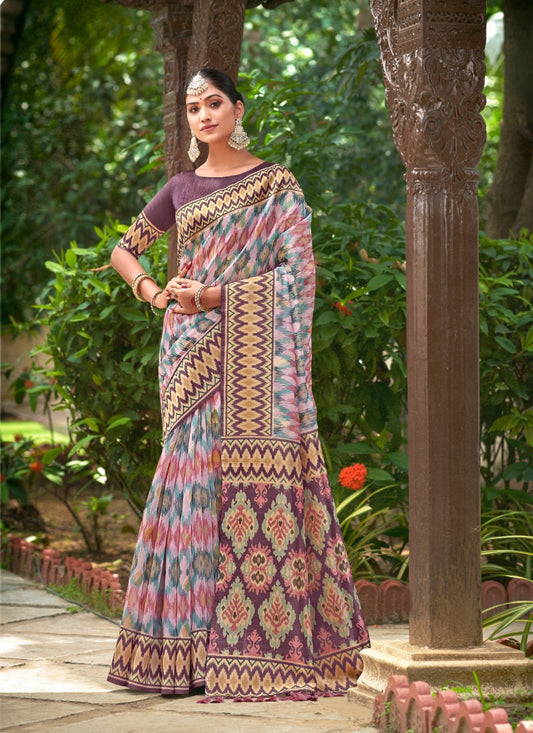 Purple Organza Silk Patola Saree