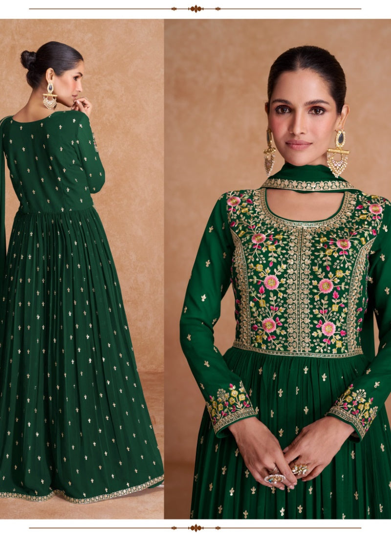 Green Georgette Embroidered Anarkali Suit-2