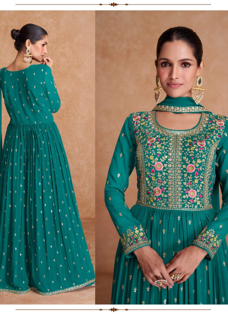 Sea Green Georgette Embroidered Anarkali Suit-2