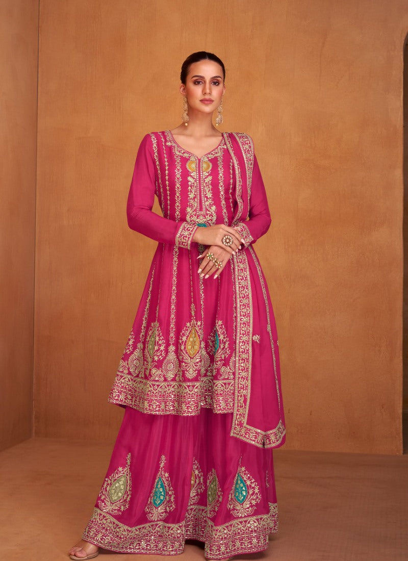 Magenta Designer Palazzo Suit