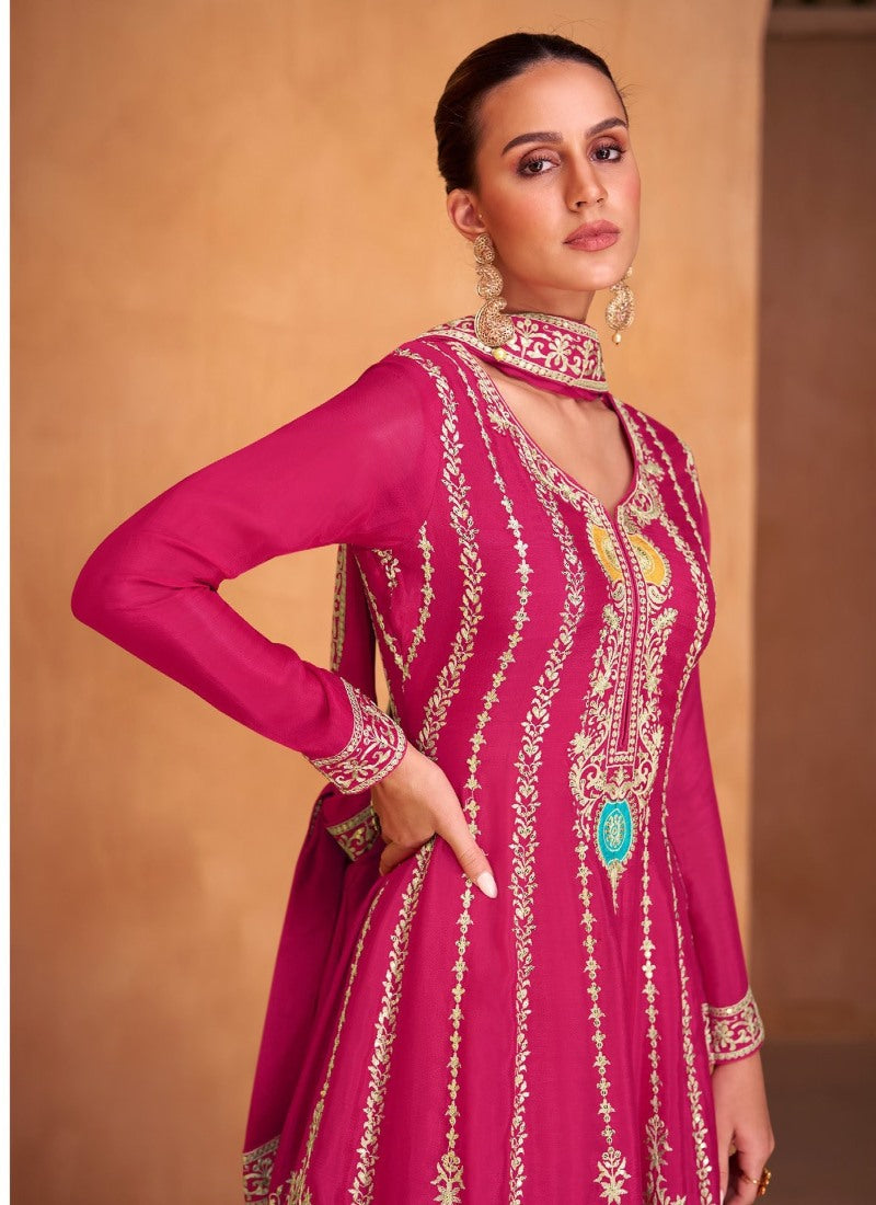 Magenta Designer Palazzo Suit-2