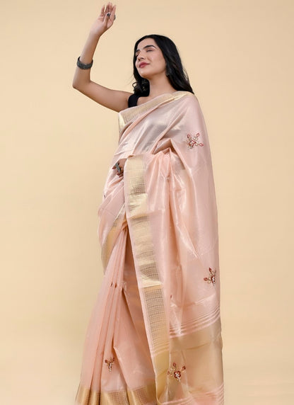 Pink South Indian Pattu Saree With Thread Work and Latkan-2