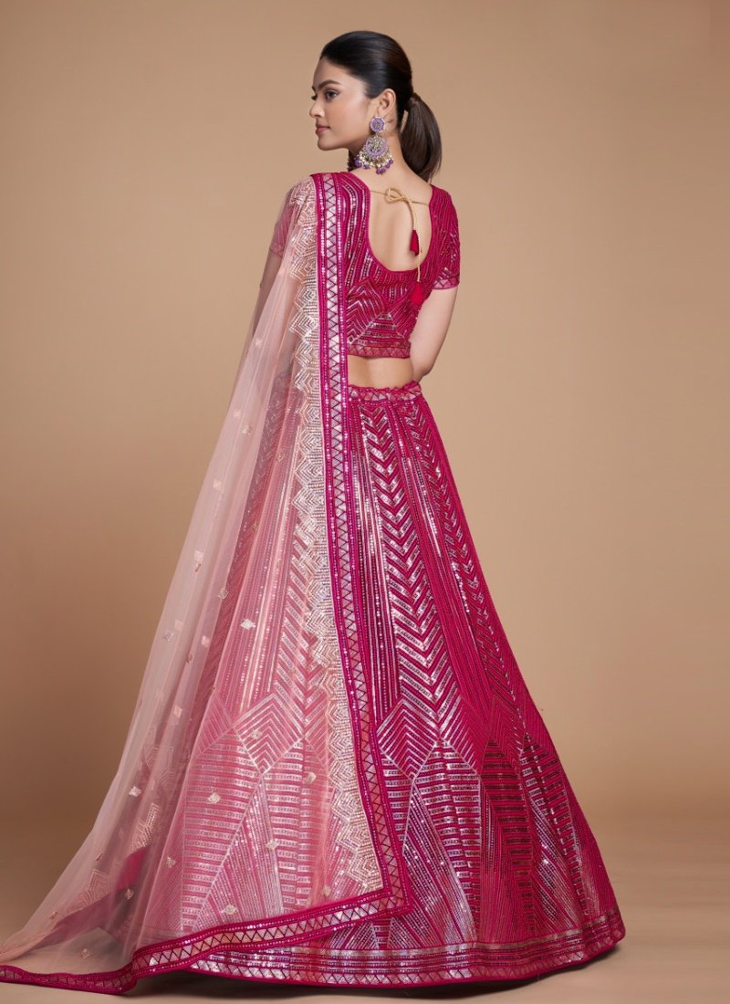 Magenta Georgette Party Wear Lehenga Choli With Embroidery and Sequins Work-2