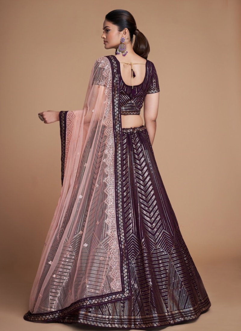 Maroon Georgette Party Wear Lehenga Choli With Embroidery and Sequins Work-2