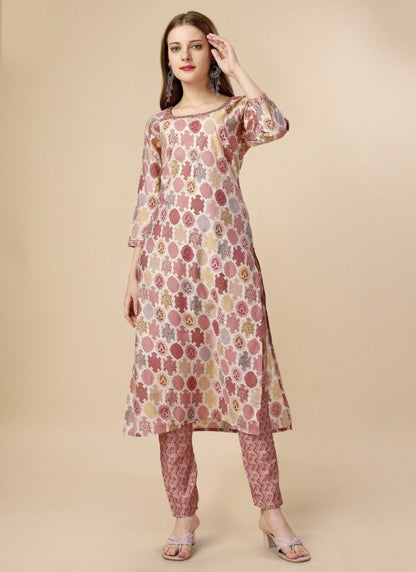 Off White Pure Cotton Printed Kurta Suit