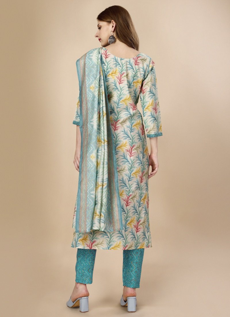 Sky Blue Pure Cotton Printed Kurta Suit-2