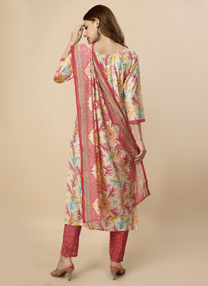 Off White Pure Cotton Printed Kurta Suit-2