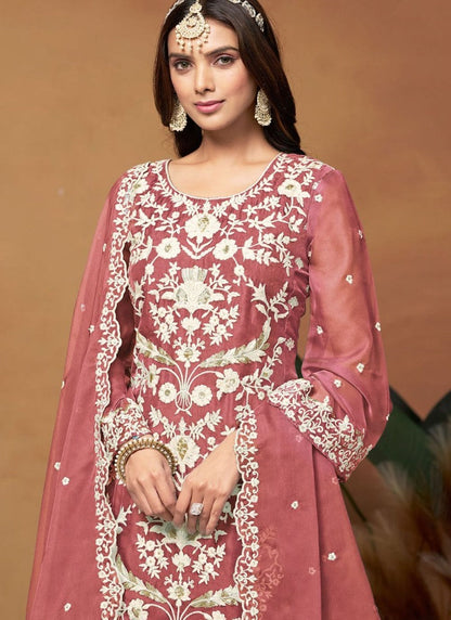 Pink Straight Cut Pant Style Salwar Suit