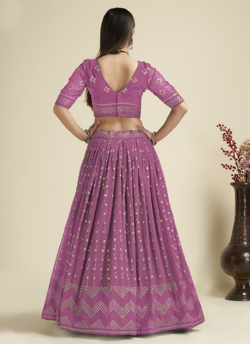 Pink Georgette Lehenga Choli With Sequins and Zari Work-2