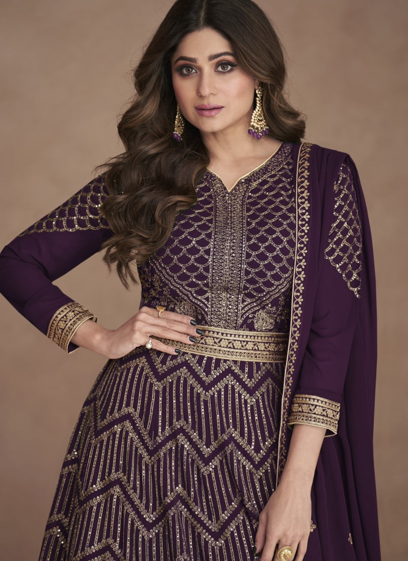 Purple Georgette Anarkali Suit-2