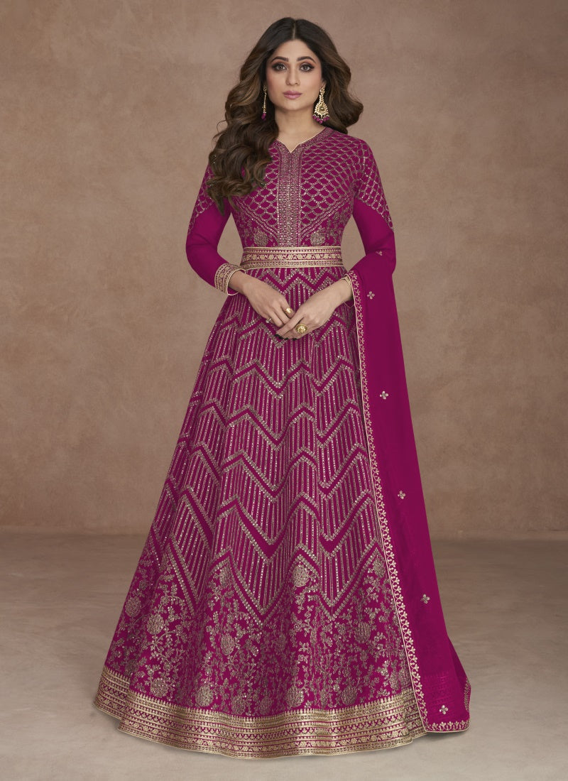 Magenta Georgette Anarkali Suit