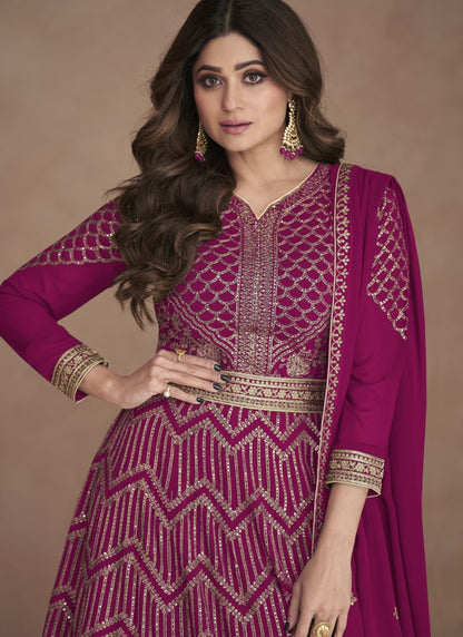 Magenta Georgette Anarkali Suit-2